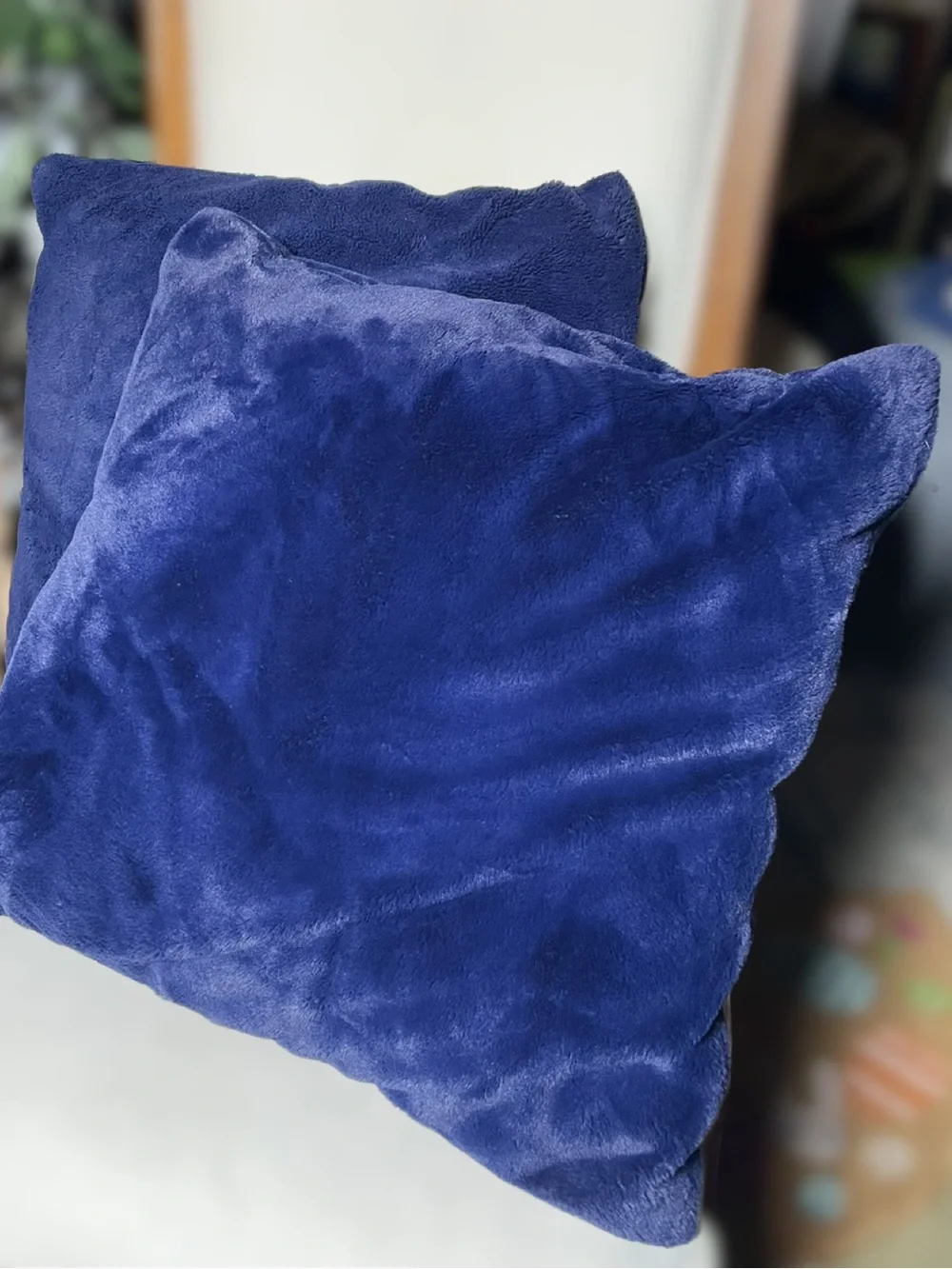 Royal Blue Velvety Soft 22” Throw Pillows - Set of 2
